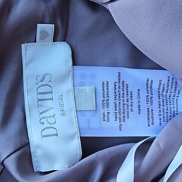 David's Bridal Tank Georgette Cascade Bridesmaid Dress w/ Slit Portobello 4 NWT - Picture 6 of 8